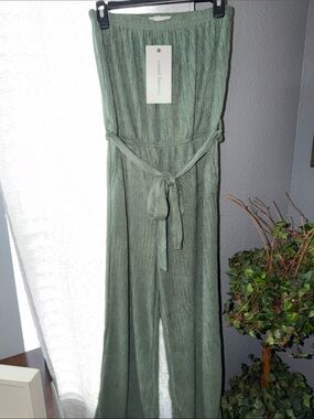 Sage Wide-Leg Jumpsuit in Light Sage with Self-Tie Belt